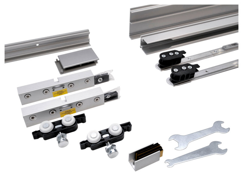 Schiebetürbeschlag für Zimmertüren mit robustem Material und moderner, zeitloser Optik.