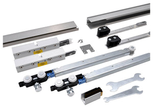 Schiebetürbeschlag aus rostfreiem Edelstahl für Zimmertüren mit leisen Rollen und 80 kg Tragkraft