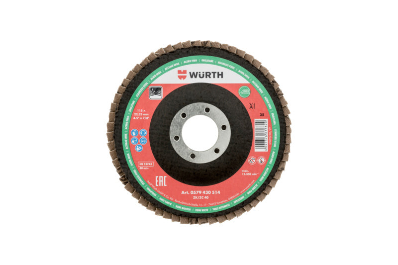 Lamellenfächerschleifscheibe LFSHLFSHB ZK GWB mit flexibler Bauweise und Keramikkorn-Oberfläche.