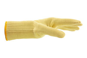 Hitzeschutzhandschuh grau mit ergonomischem Design und hitzebeständig bis 120 Grad Celsius.