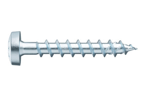 Stainless steel pan head screw with a flat underside and a robust design for various applications.