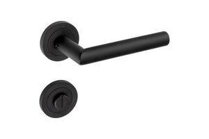 Schwarzer mattierter Türdrücker aus Edelstahl für Wohn- und Privatbereich mit WC-Funktion