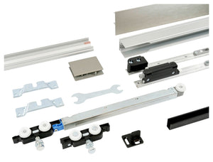 Robuster Schiebetürbeschlag für Zimmertüren mit elegantem Design und einfacher Montage.