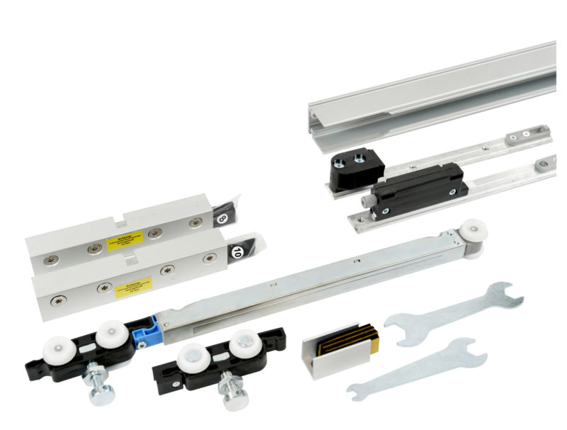 Moderner Schiebetürbeschlag für Zimmertüren aus robustem Material mit elegantem Design.