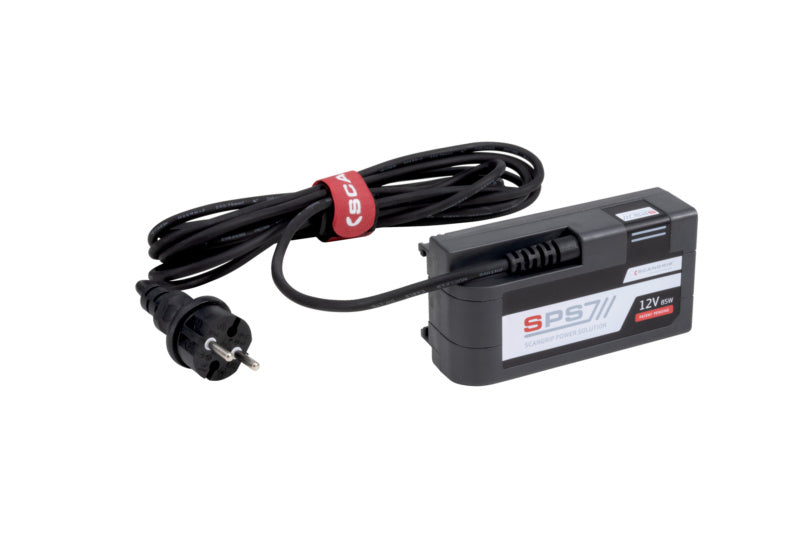 Kompaktes Netzteil für Akku-Arbeitsleuchte mit Überstrom- und Überspannungsschutz.