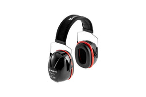 Schwarzer Kapselgehörschutz mit gepolsterten Ohrmuscheln und verstellbarem Bügel