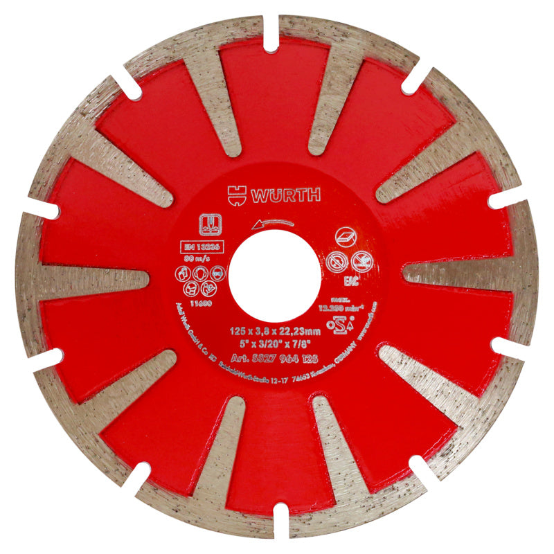 Diamanttrennscheibe TSHB-DIA-KURVE-BO22,23 mit 125 mm Durchmesser und spezieller Kurvengeometrie.