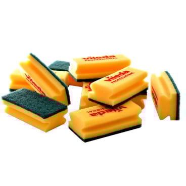 Vileda Scheuerbürsten in Gelb mit grüner Scheuerseite.