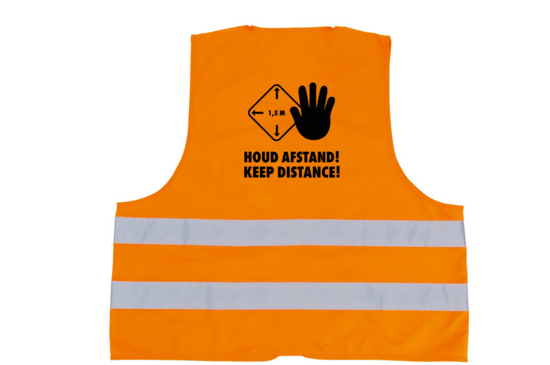 Warnschutzweste, leichte Ausführung-\HIVISVEST-20471-ORNG-KEEP-DISTANCE-LOGO     Verpackungsinhalt    1 Einheit