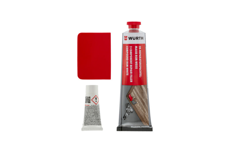 Zwei Komponenten Retuschierkitt RETUKITT-2K-HO in einer Tube, ideal für Holz- und Metalloberflächen.