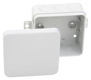 Zehn graue IP55 Gehäuse 80x80x37mm für Elektroinstallationen, staub- und spritzwassergeschützt.