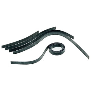 Schwarzes Wischergummi SOFT, 35cm lang, aufgerollt und als gerade Streifen.