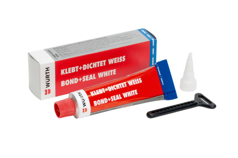 Schwarze Tube mit Konstruktionskleber, ideal für Holz, Metall und Kunststoffoberflächen.