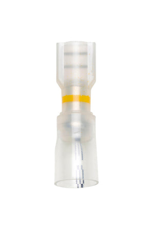 Yellow shrimp fishing lures in a pack of 50, sized 4.0 to 6.0 mm.