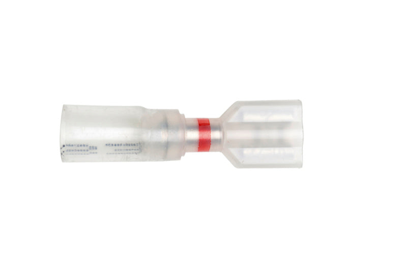 Red shrimp feed, small granules sized 0.5-1.5 mm, packaged in a 50-unit container.