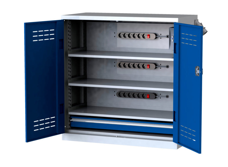 Flügeltürenschrank-FLGTRSHRNK-VOLLBL-AKKU-AS11-RAL5010     Verpackungsinhalt    1 Einheit