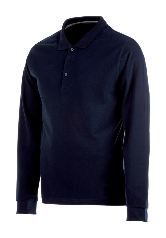 Langärmliges Arbeitspoloshirt POLO LS JOB+ in Anthrazit mit klassischem Polokragen und atmungsaktivem Stoff.