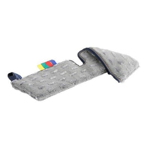 Grauer Mikrofaser-Wischmopp mit farbigen Bändern.