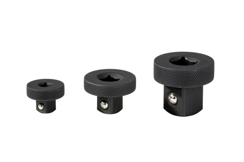 Drei ADAPT VP 1 Einheiten in einem Set mit verschiedenen Anschlussadaptern.