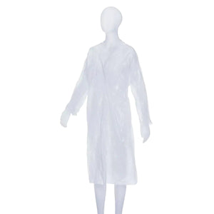 Weißer Besucherkittel von Med-Comfort, 115x150cm, einzeln verpackt.