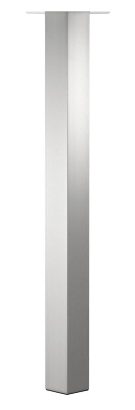 Quadratisches Tischbein aus poliertem Edelstahl, 60 mm breit und 705 mm hoch.