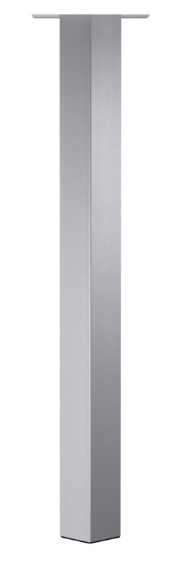 Quadratisches Tischbein in Weißaluminium, 60 mm breit und 705 mm hoch, aus robustem Stahl.