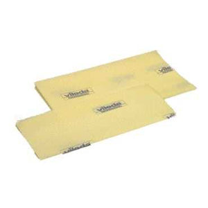 Zwei gelbe Vileda Staubbindetücher mit Prägung.