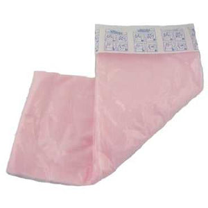 Ein rosa Vileda Staubbindetuch mit blauen Anleitungsbildern.