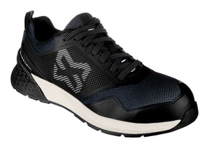 Sicherheitshalbschuh S1P-HS DAILY RACE in Schwarz/Weiß mit rutschfester Sohle und Zehenschutzkappe.