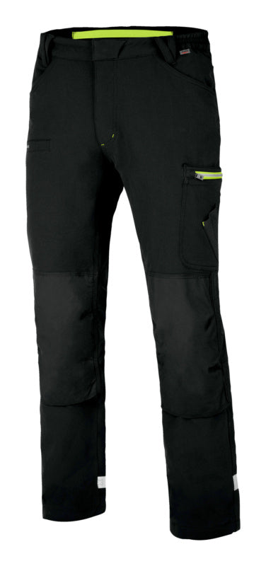 Wetterschutzhose BUHO WINTER EVOLUTION in Anthrazit/Lime mit elastischem Bund und vorgeformten Knien.