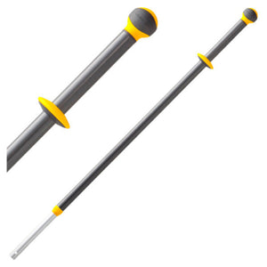 Aluminium-Teleskopstiel in silber, verstellbar von 1000 bis 1700 mm mit rutschfestem Griff.