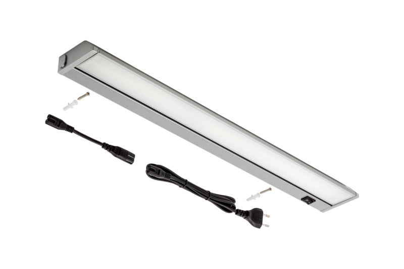 Flache LED-Leuchte 580 mm lang mit neutralweißem Licht und 10 Watt Leistung.