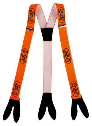 Grüne Hosenträger mit verstellbaren Riemen und robusten Clips für sicheren Halt.