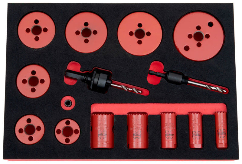 Set of 16 high-speed steel cylinder saw blades ranging from 19mm to 76mm in diameter.