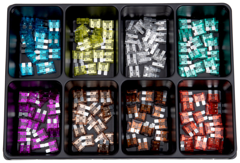 Set of 160 assorted plastic fasteners in various shapes and sizes in a clear container