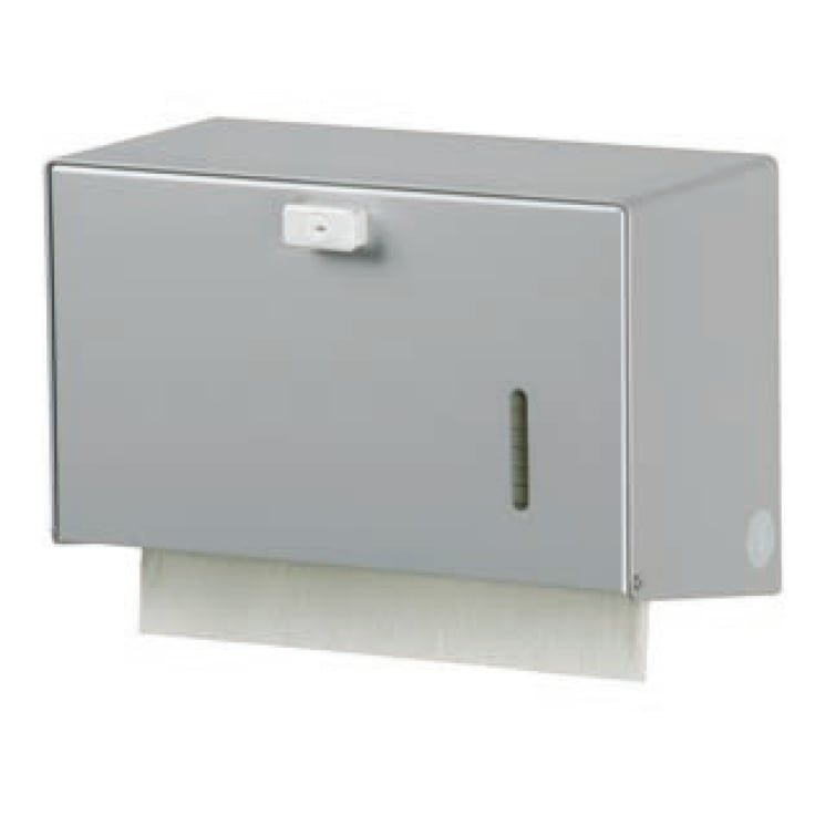 Ingo-Man Papierhandtuchspender aus mattem Aluminium mit 250 Blatt Kapazität.