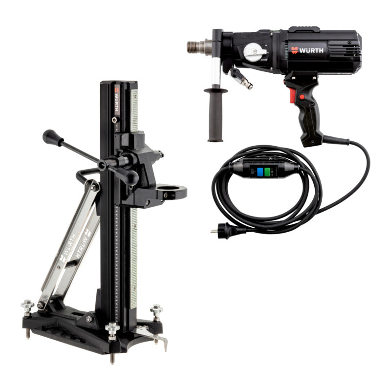 Kernbohrmaschine mit Diamantbohrerset und Zubehör in einem Set.