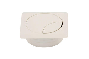 Quadratischer weißer Schreibtisch-Organizer mit mehreren Fächern und 72x72 cm Größe.