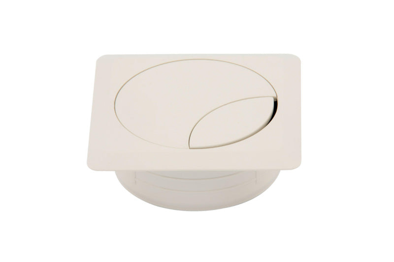 Quadratischer weißer Schreibtisch-Organizer mit mehreren Fächern und 72x72 cm Größe.