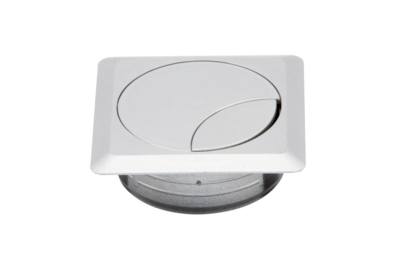 Quadratischer Schreibtischaufsatz aus Aluminium, 72x72 cm, mit mattem Finish und ergonomischem Design.