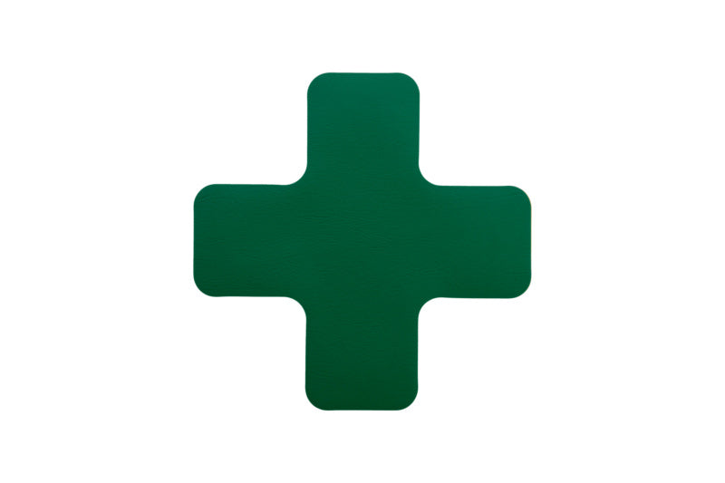 Yellow cross-shaped floor marking tape in a roll, suitable for various surfaces.