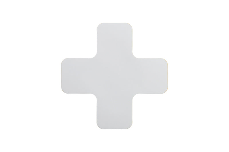 Bodenmarkierung in Kreuzform aus HD-Material, 20 Einheiten, weiß auf schwarzem Hintergrund.