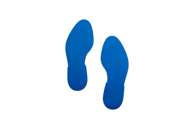 Bodenmarkierung in Form eines Fußabdrucks, hochdetailliert und in leuchtenden Farben.