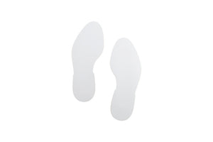 Fünf Einheiten Bodenmarkierung in Fußabdruck-Form in hoher Auflösung sichtbar