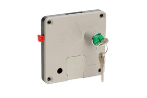 Robustes Münzpfandschloss aus Stahl mit Münzmechanismus für Werkzeug- und Gerätesicherung.