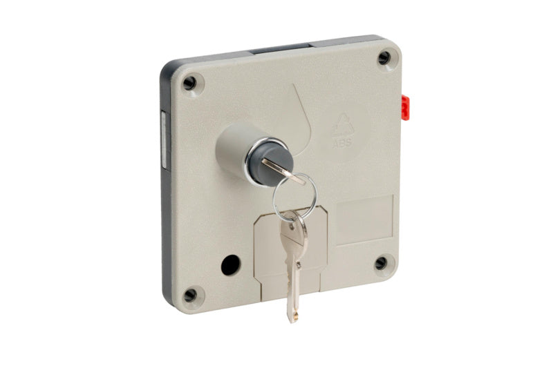 Münzpfandschloss-MUENZSHLO aus Stahl mit Münzmechanismus zur sicheren Aufbewahrung von Werkzeugen.