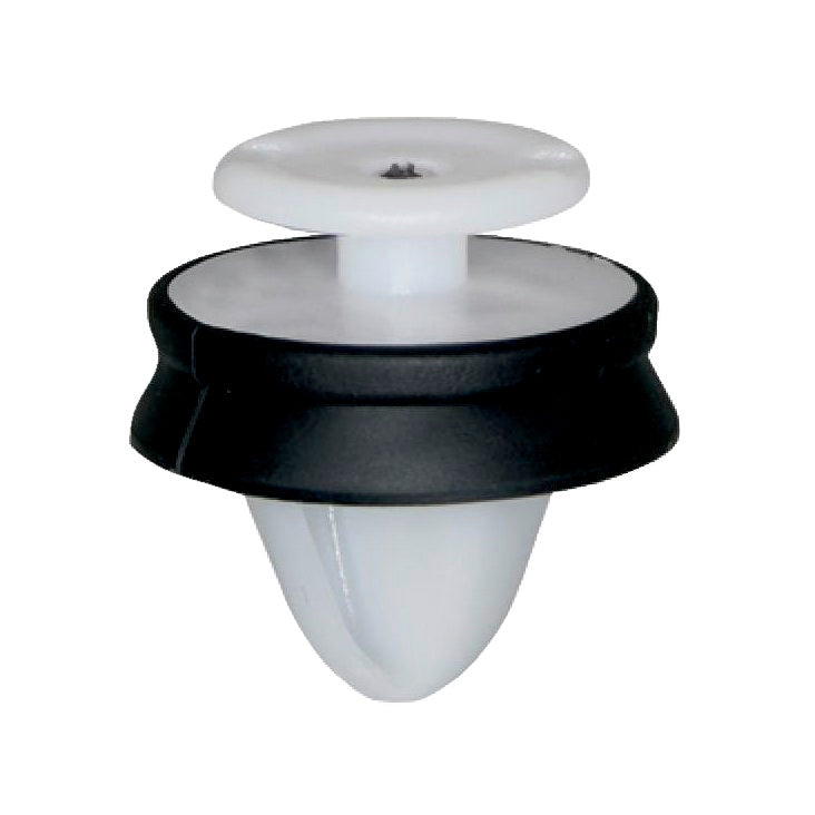 Clear pom clips, 8.2mm diameter, packaged in a set of 25 units.