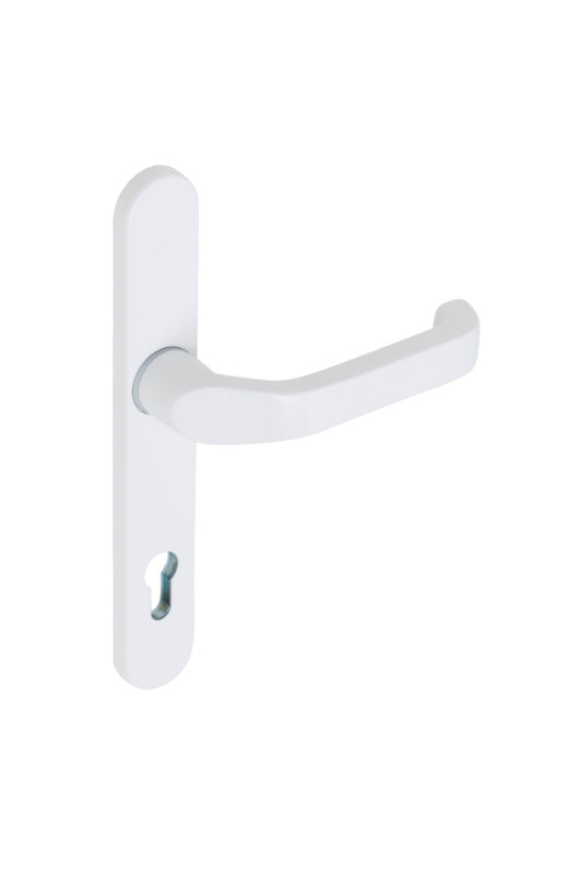 Aluminium Türdrücker für Rohrrahmentür mit schlichtem, robustem Design und wetterbeständiger Beschichtung.