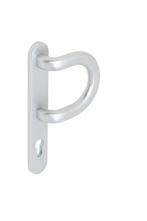 Aluminium door handle for tube frame doors, featuring ergonomic design and robust construction.