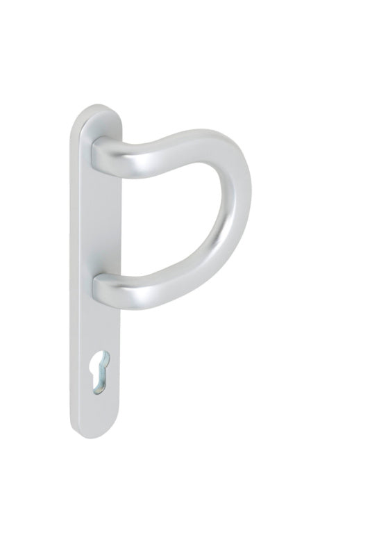 Aluminium door handle for tube frame doors, featuring ergonomic design and robust construction.